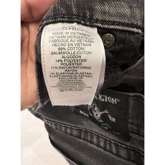 Y2K Men's True Religion Devin‎ Straight Leg Loose Fit Denim Jeans 33 X 28.75 Blk - Picture 6 of 11